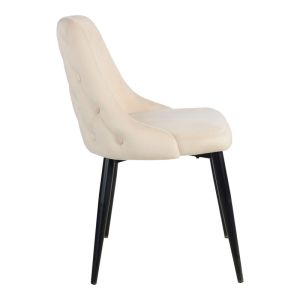 Стол Zedna Serenity бежово кадифе с черни метални крака 51x58x84см