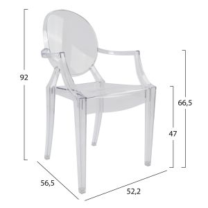 Стол акрил с подлакътници Aramis Clive Hm0169