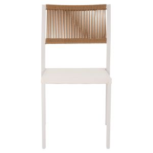 Стол алуминиев, бяла рамка и текстилен със синтетичен ратан 46x55,5x83hcm Hm5921,02