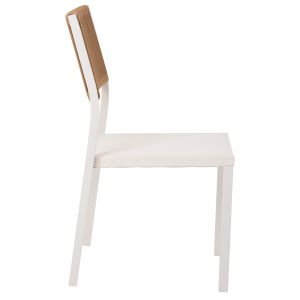 Стол алуминиев, бяла рамка и текстилен със синтетичен ратан 46x55,5x83hcm Hm5921,02