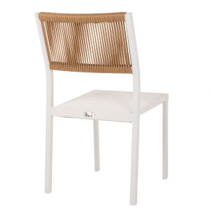 Стол алуминиев, бяла рамка и текстилен със синтетичен ратан 46x55,5x83hcm Hm5921,02
