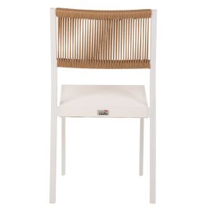Стол алуминиев, бяла рамка и текстилен със синтетичен ратан 46x55,5x83hcm Hm5921,02