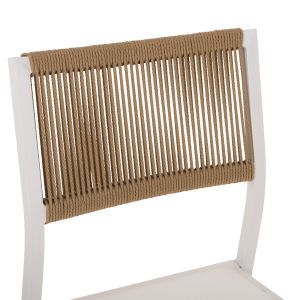 Стол алуминиев, бяла рамка и текстилен със синтетичен ратан 46x55,5x83hcm Hm5921,02