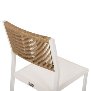 Стол алуминиев, бяла рамка и текстилен със синтетичен ратан 46x55,5x83hcm Hm5921,02