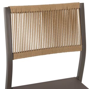 Стол алуминиев, шампанско рамка и текстилен със синтетичен ратан 46x55,5x83hcm Hm5921,03