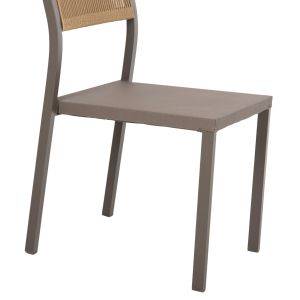 Стол алуминиев, шампанско рамка и текстилен със синтетичен ратан 46x55,5x83hcm Hm5921,03
