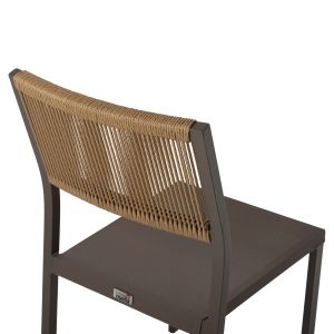 Стол алуминиев, шампанско рамка и текстилен със синтетичен ратан 46x55,5x83hcm Hm5921,03