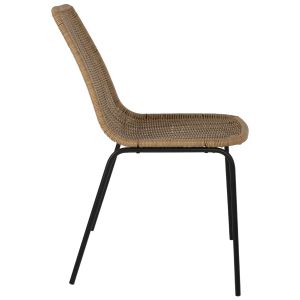 Стол метал и естествен ратан Hm5867,01 43,5x63x82hcm