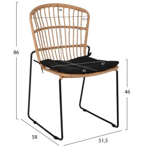 Стол метал с ратан естествен 51,5x58x86hcmhm5866,01