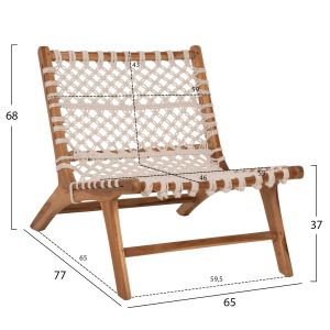 Стол от наутарлно тиково дърво масив и въже 65x78x68hcmhm9466,01