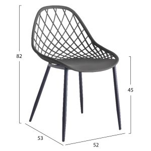 Стол от полипропилен градински Hm9524,10 сив с черни метални крака 52x53x82hcm