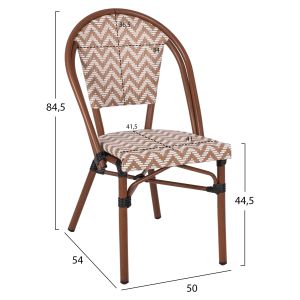 Стол от текстил и алуминий имитиращ дърво Hm5860,03 50x54x84,5ηcmm,