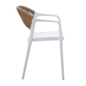 Chair polypropylene Eva white with beige Pp rope 58.5x49x83.5hcm HM6155