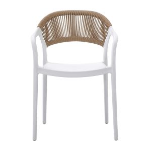Chair polypropylene Eva white with beige Pp rope 58.5x49x83.5hcm HM6155