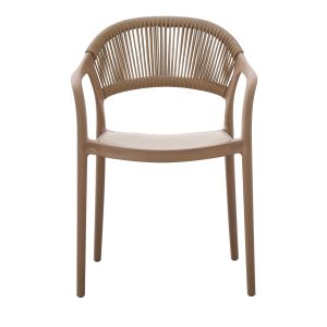 Chair polypropylene Eva cappuccino with beige Pp rope 58.5x49x83.5hcm HM6155