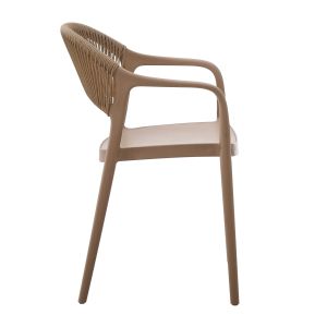 Chair polypropylene Eva cappuccino with beige Pp rope 58.5x49x83.5hcm HM6155