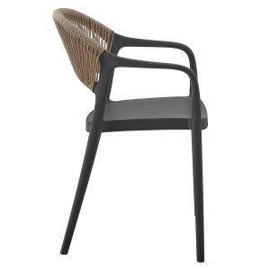 Chair polypropylene Eva black with beige Pp rope 58.5x49x83.5hcm Hm6155