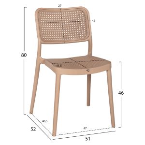 Стол полипропилен Meko, капучино 51x52x80hcm Hm5934,03