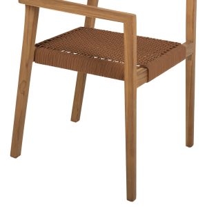 Стол с подлакътници Charlotte от тиково дърво с кафяво въже 59x54x83hcм Hm9637,01