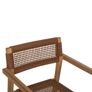Стол с подлакътници Charlotte от тиково дърво с кафяво въже 59x54x83hcм Hm9637,01