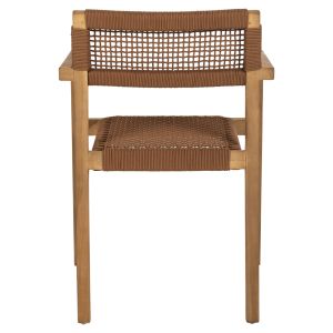 Стол с подлакътници Charlotte от тиково дърво с кафяво въже 59x54x83hcм Hm9637,01