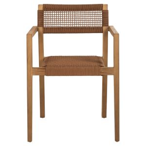 Стол с подлакътници Charlotte от тиково дърво с кафяво въже 59x54x83hcм Hm9637,01