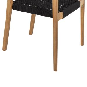 Стол с подлакътници Charlotte от тиково дърво с черно въже 59x54x83hcм Hm9637,02
