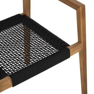 Стол с подлакътници Charlotte от тиково дърво с черно въже 59x54x83hcм Hm9637,02