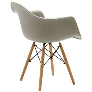 Стол с подлакътници Julita Art Wood Propylene със сива седалка
