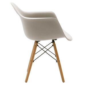 Стол с подлакътници Julita Art Wood Propylene със сива седалка