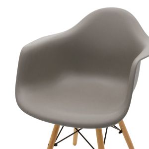 Стол с подлакътници Julita Art Wood Propylene със сива седалка
