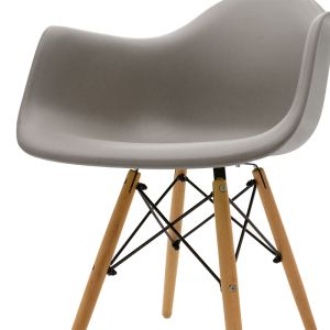 Стол с подлакътници Julita Art Wood Propylene със сива седалка