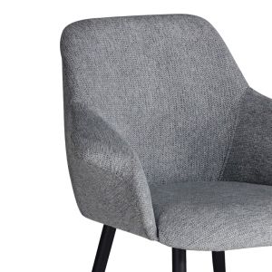 Стол с подлакътници Parsow светло сив с черни метални крака 77x63x85cm