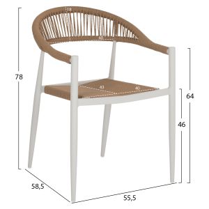 Стол с подлакътници алуминий и ратан Hm5854,01 55,5x58,5x78