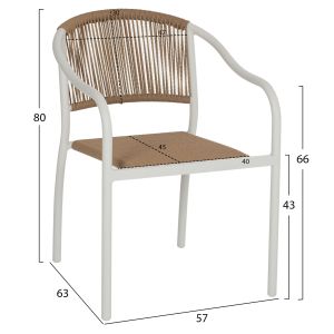 Стол с подлакътници алуминий и ратан Hm5856,01 57x63x80hcm