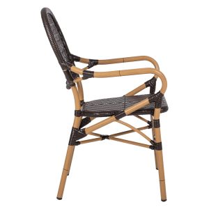 Стол с подлакътници алуминий и ратан Hm5926,01 56x62x95hcm