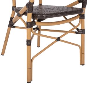 Стол с подлакътници алуминий и ратан Hm5926,01 56x62x95hcm