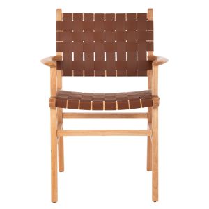 СТОЛ С ПОДЛАКЪТНИЦИ МАНГОВО ДЪРВО, КАФЯВА КОЖА FELIPE1LEATHER BROWN HM9328.0 62x59x86Hcm.