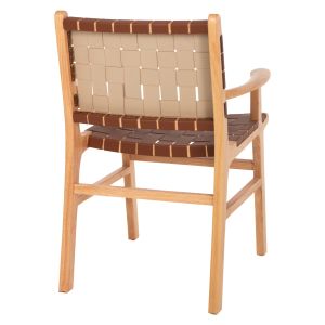 СТОЛ С ПОДЛАКЪТНИЦИ МАНГОВО ДЪРВО, КАФЯВА КОЖА FELIPE1LEATHER BROWN HM9328.0 62x59x86Hcm.