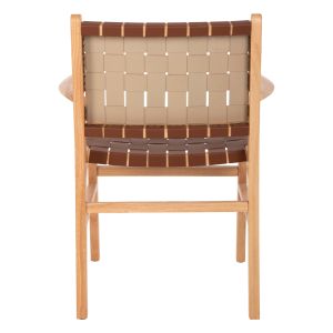 СТОЛ С ПОДЛАКЪТНИЦИ МАНГОВО ДЪРВО, КАФЯВА КОЖА FELIPE1LEATHER BROWN HM9328.0 62x59x86Hcm.