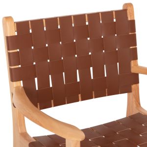 СТОЛ С ПОДЛАКЪТНИЦИ МАНГОВО ДЪРВО, КАФЯВА КОЖА FELIPE1LEATHER BROWN HM9328.0 62x59x86Hcm.