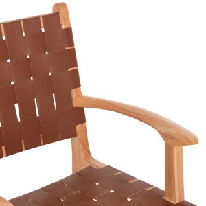 СТОЛ С ПОДЛАКЪТНИЦИ МАНГОВО ДЪРВО, КАФЯВА КОЖА FELIPE1LEATHER BROWN HM9328.0 62x59x86Hcm.