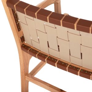 СТОЛ С ПОДЛАКЪТНИЦИ МАНГОВО ДЪРВО, КАФЯВА КОЖА FELIPE1LEATHER BROWN HM9328.0 62x59x86Hcm.