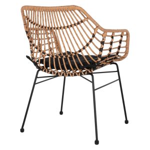Стол с подлакътници метал и ратан Hm5864,01 58,5x60,5x80cm