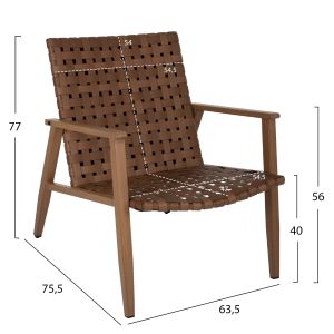Стол с подлакътници от метал имитиращ дърво 63,5x75,5x77hcm Hm5868,01