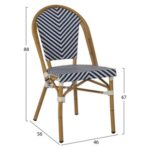 Стол тесктил и алуминий имитиращ бамбук Hm5860,02 46x56x88hcm