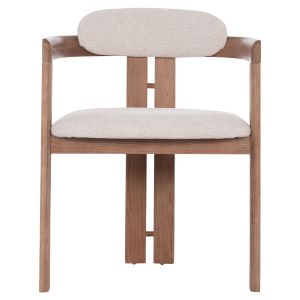 Стол-кресло за трапезария Kall Winsor Hm18247.01 бежово букле кафяви крака 56x45x73всм.