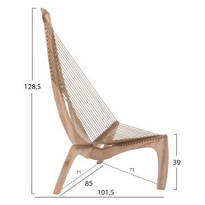 Стол-шезлонг Harp Hm9861 с рамка от масивно дърво ясен 85x101,5x128,5hcm за дневна и градина