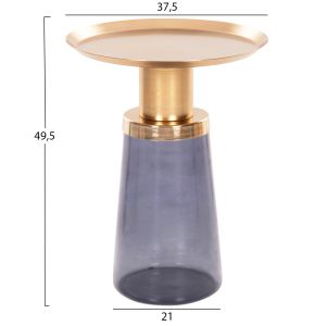 Side table Ballin blue glass-metal in gold D37.5x49.5cm Hm9725
