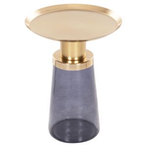 Side table Ballin blue glass-metal in gold D37.5x49.5cm Hm9725